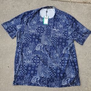 RALPH LAUREN RLX Mens XXL Navy Bandana Print Golf Shirt Performance Stretch